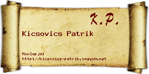 Kicsovics Patrik névjegykártya